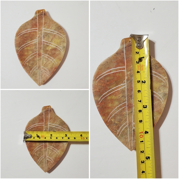 Soapstone Insense Stick Holders Carved Leaves Set of 4 Neutral - Picture 9 of 10